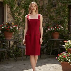 Vintage Oscar de la Renta Jumper dress 
Red sleeveless Union made USA Size 12